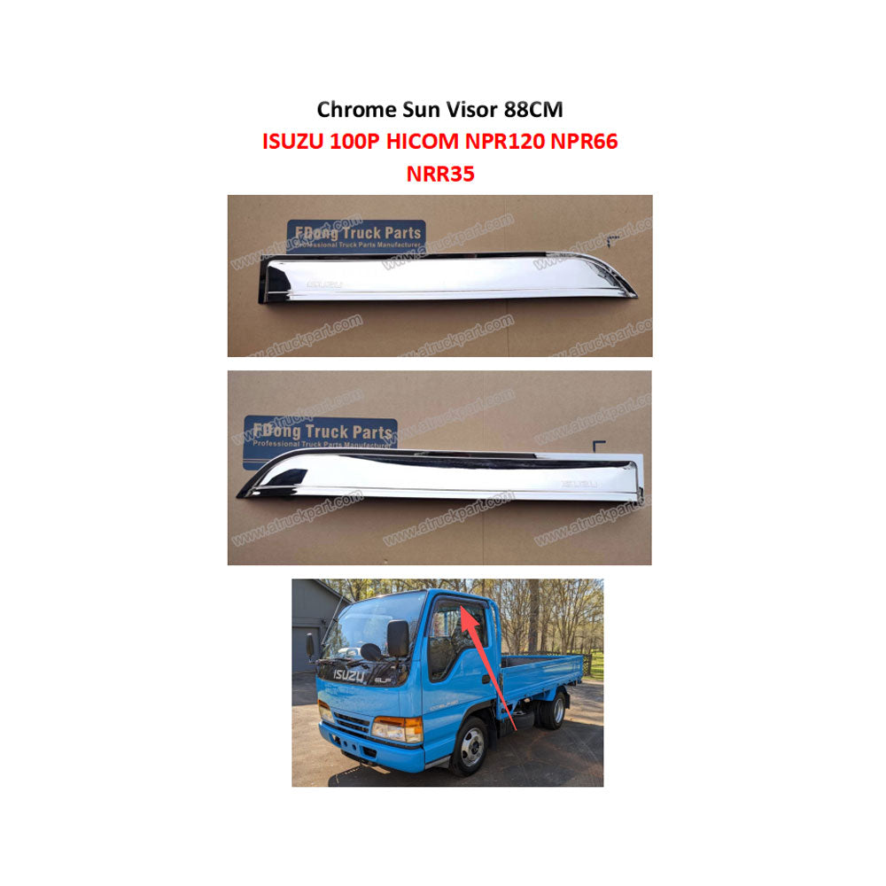 FDONG 1 Set 2 Pcs Chrome Sun Visor  for ISUZU 100P HICOM NPR120 NPR66 NRR35