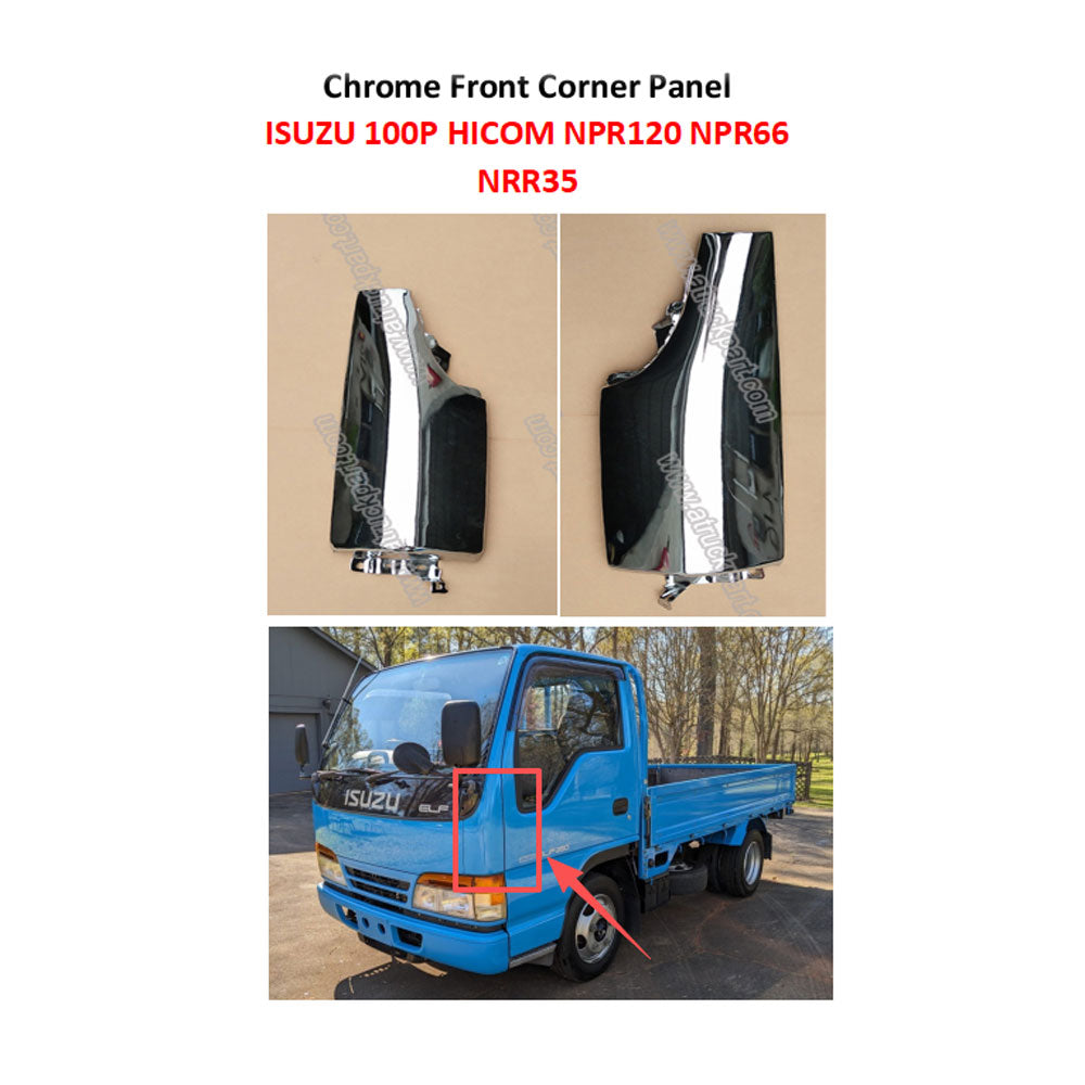 FDONG 1 Set 2 Pcs Chrome Front Corner Panel for ISUZU 100P HICOM NPR120 NPR66 NRR35