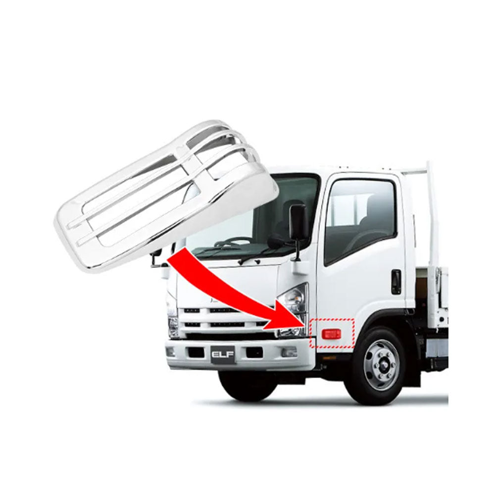 FDONG 1 Set 2 Pcs Chrome Side Lamp Case(Big) for ISUZU 700P NQR175 NPR150 NMR130 NLR130 PRO