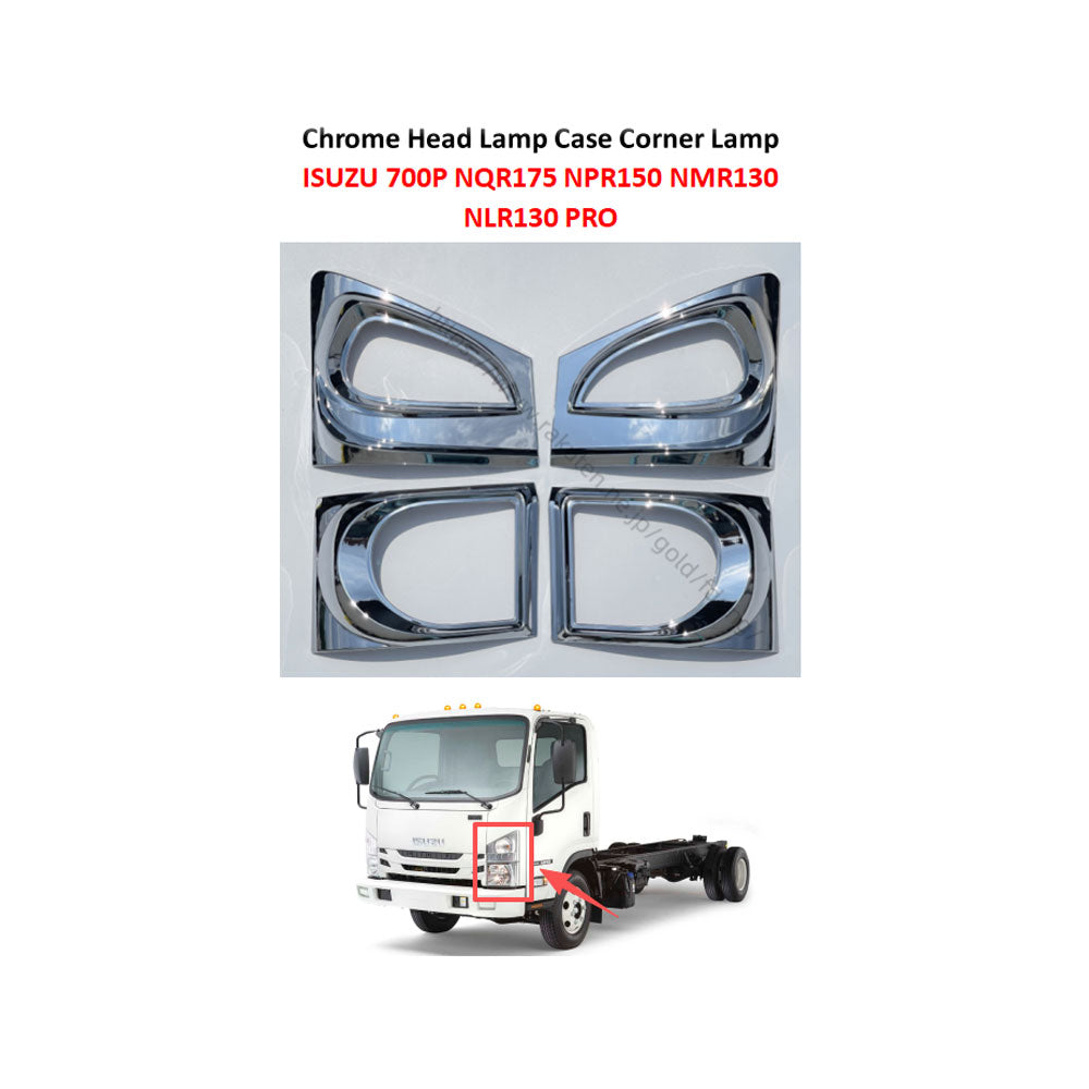 FDONG 1 Set 4 Pcs Chrome Head Lamp Case Corner Lamp for ISUZU 700P LORRY TRUCK NLR PRO NPR PRO